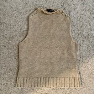 Vintage Sleeveless Beige Cotton Sweater Vest